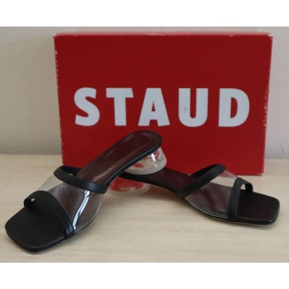 Staud 404-1251 Women's Sz 37 / US 7 Black/Clear Simone Clear Mule Sandals $350 - Picture 14 of 16
